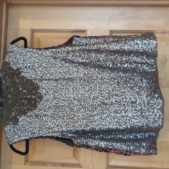 Gimmicks plaid and sequin vest - Picture 2 of 2